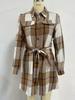 Plaid Tie-Waist A-Line Midi Dress - European-American Commuter Style for Autumn/Winter