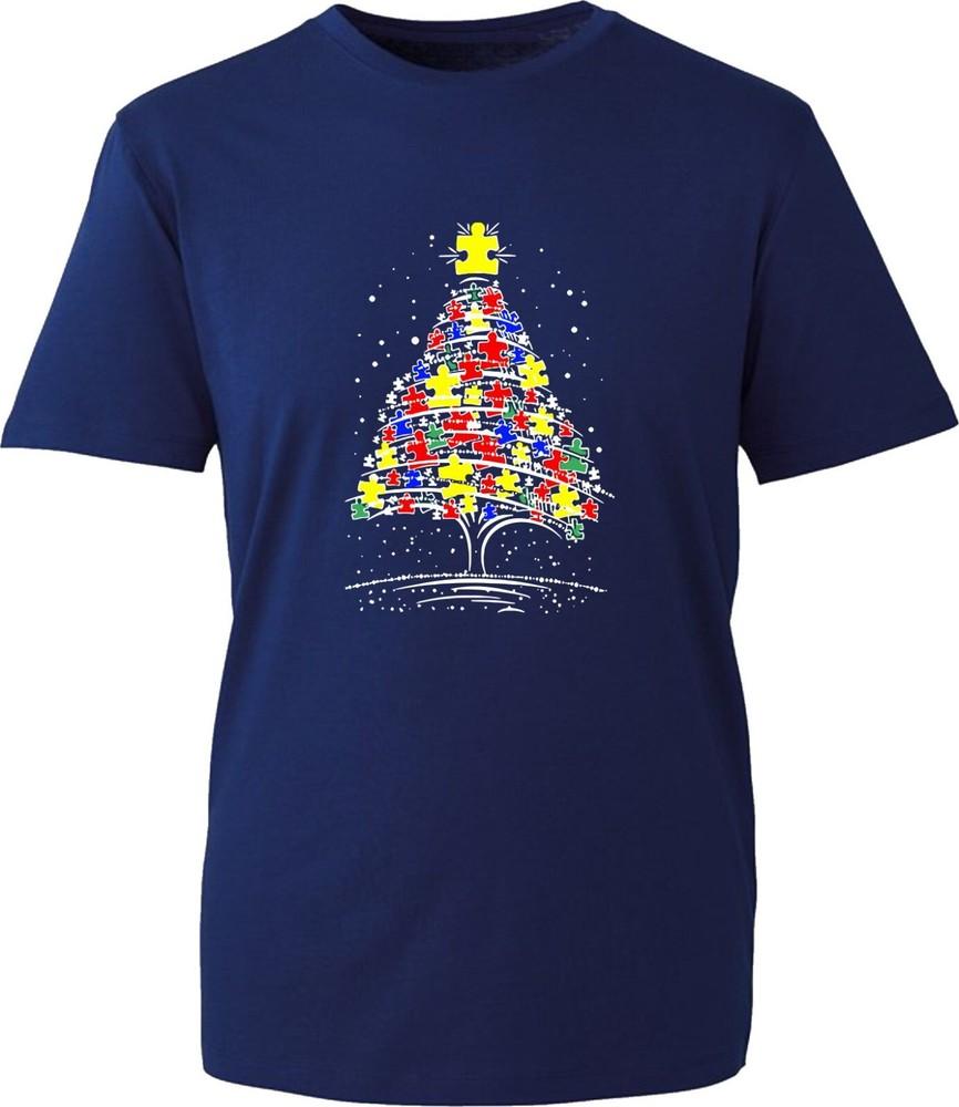 Merry Christmas Tree Autism Awareness TShirt Xmas Festival Health Festival Gift