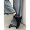 Square head short boots women's 2025 autumn and winter boots new thin women's boots low heel short boots high heels niche Martin boots