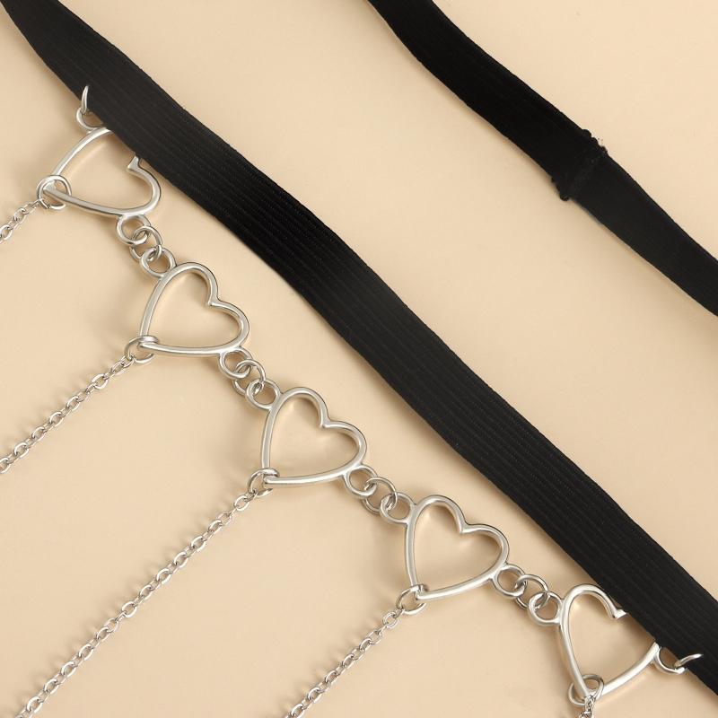 Sexy Thigh Chain Garter Dangle Heart Star Tassel Thigh Chain Elastic Sexy Body Chain Jewelry Nightclub Party for Women