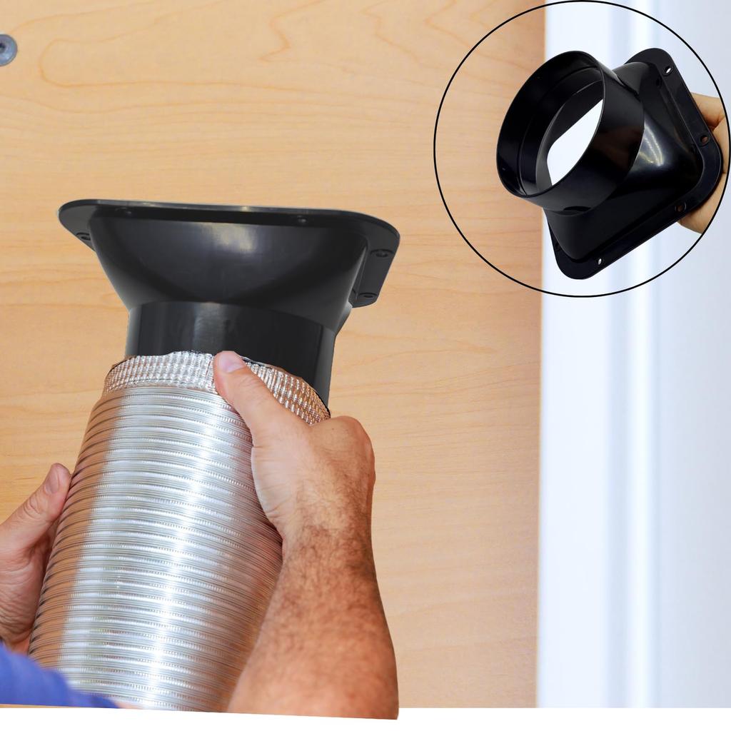 SLMYCAO Duct Connector ABS Straight Pipe Flange Ventilation System Connector for Plumbing Parts (Square 5.9 Inches (150 Mm)