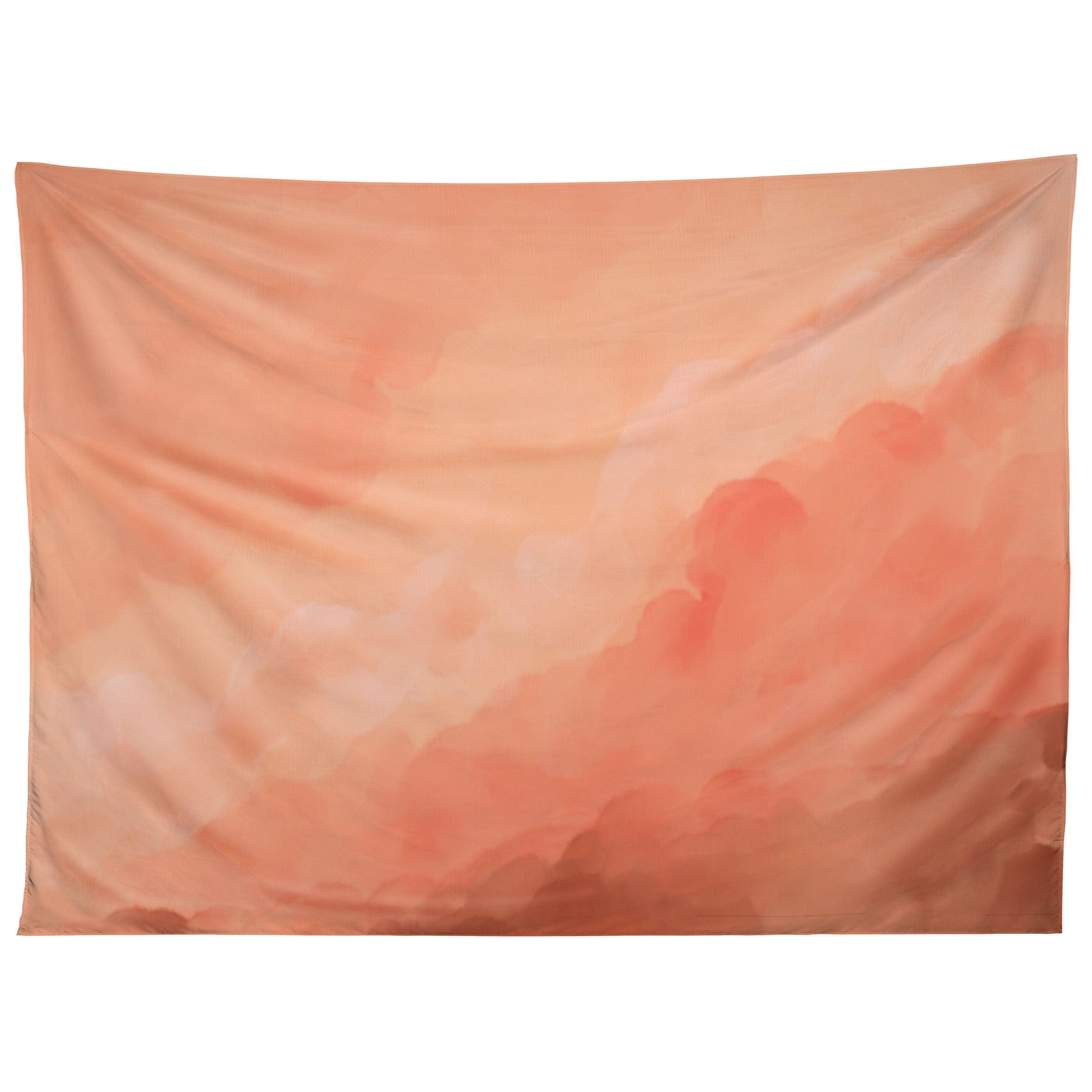 PEACH FUZZ WATERCOLOR CLOUDS tapestry 75x100