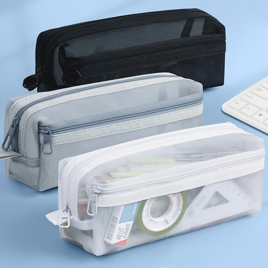 Astuccio Colore Rete a Maglia Larga Scomparto Astuccio per Matite Borsa per Penne Trasparente Portatile Multifunzione Astuccio per Matite Cancelleria Trasparente Borsa per Trucco