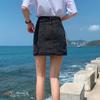 IELGY Denim Skirt Female Thin A-line Ins High Waist Bag Hip Skirt