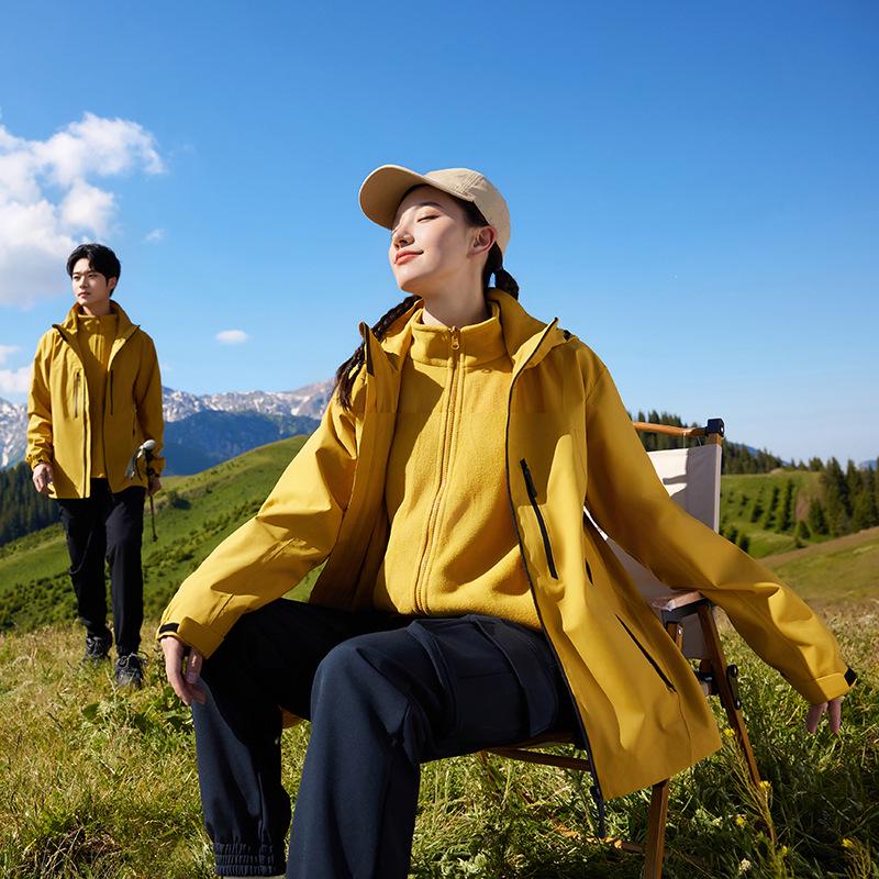 

HJCAMEL Унисекс Флисовый Зимний Ветрозащитный Пуховик 3-в-1 L жёлтый