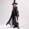 Dark gothic halloween costume witch long dress vampire reaper black purple dress