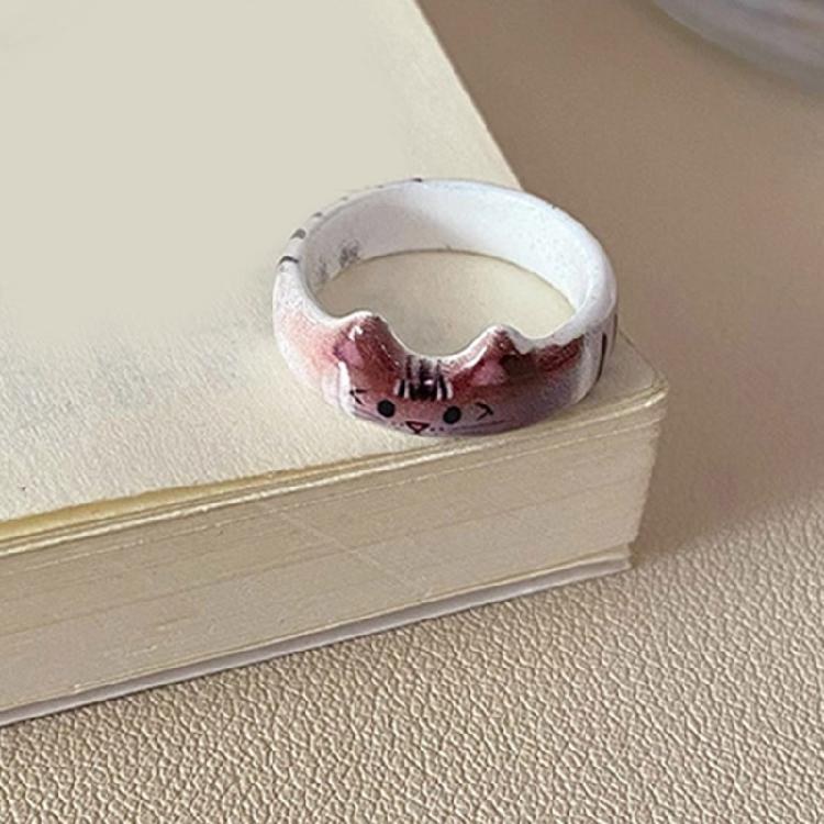 Cartoon Tropfenglasur Katzenring Tierisches Thema Fingerband Schmuck Handgefertigte Accessoires für den Alltag oder zum Verschenken
