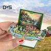 Mini 3D Folding Book Keychain Popping Miniature World Hanging Decoration Tiny Coffee Shop Great Wall Castle Foldable Book Keyring Pendant