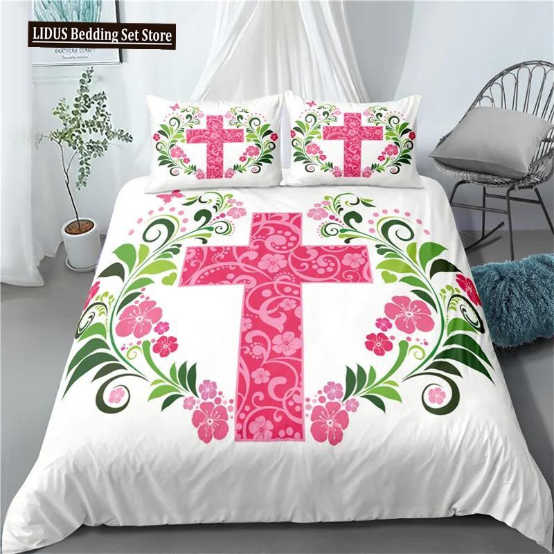 3D Jesus Duvet Cover Set Christian Sacred Jesus Polyester Bedding Set Cross Comforter Cover Suitable For Christian Jesus King