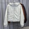 Hooded long-sleeved double-zipper short down jacket women's winter new loose and thin simple casual jacket jacket jacket
