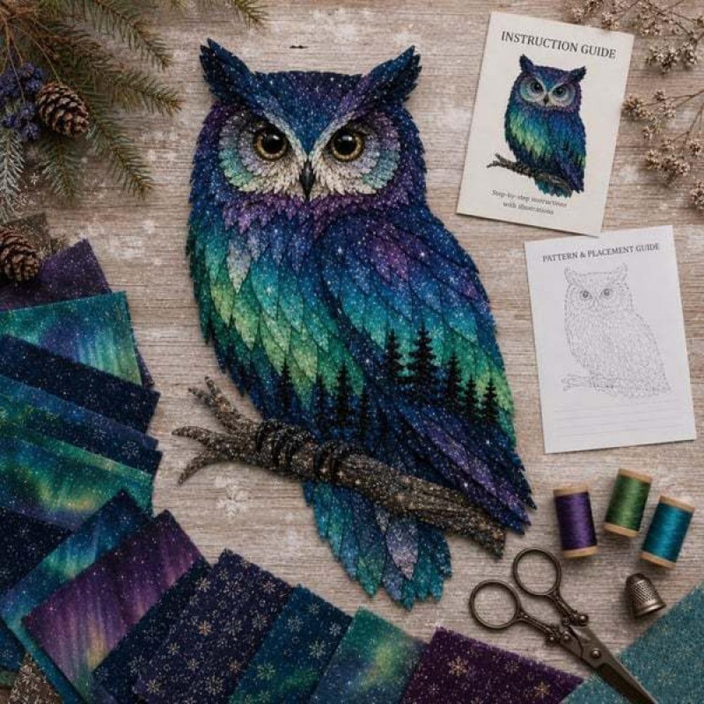 Handmade Patchwork Sewing Kit Starry Fabric Wildlife Craft Set Home Decor