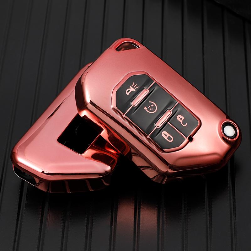 CLW1 Soft TPU Key Shell Fob Holder Cover Remote Protector Case for Jeep Wrangler JL TJ Gladiator JT 2018 2019 Keychain Protector