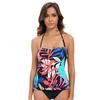 Printed Strap Split Swimsuit Women's Sexy Backless Swimsuit Tanini