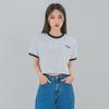 ALVINCLO [Women'S] Plano Color Block Crop Short Sleeve Tee Ast4877 (3 Colors)