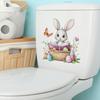 Paas Leuke Konijn Toilet Sticker Waterdichte Toiletbril Deksel Sticker Cartoon Konijn in Vlechtmand Lezend Toiletbril Cover Sticker voor Badkamer Huis