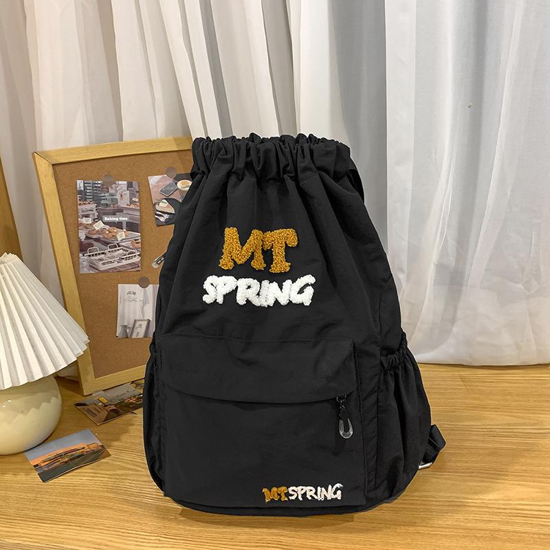 Korean versi lightweight backpack for women 2026 new trendy large capacity drawstring backpack outdoor travel shopping backpac