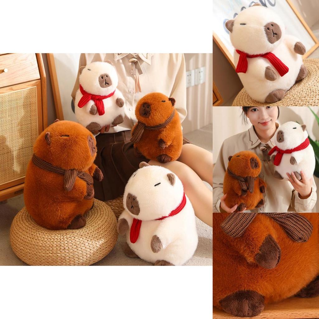 Adorable Capybara Plush Toy For Home Decoration And Cozy Pillow Gifts In White And Brown