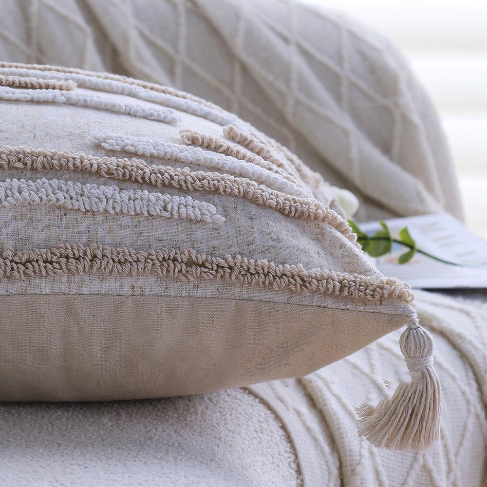 Nordic Tufted Pillowcase Cojines Geometric Simple Embroidered Fringe Morocco Sofa Cushion Cover Headboard Pillowcases 45x45cm