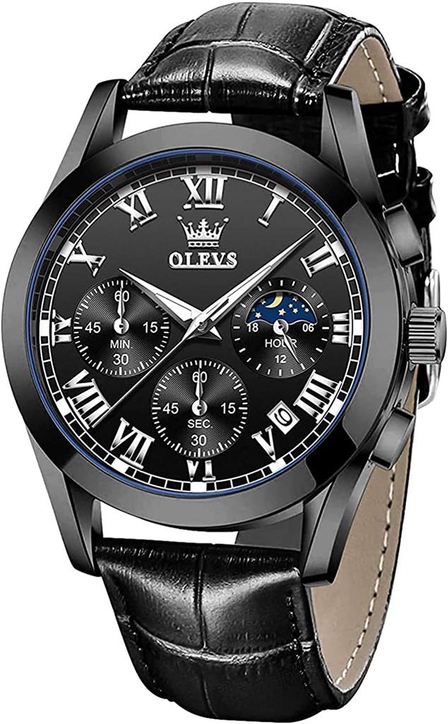 OLEVS Men's Business Wristwatch, Waterproof, Stylish, Stainless Steel Band, Quartz Movement, Analog, Casual, Father's Day Gift