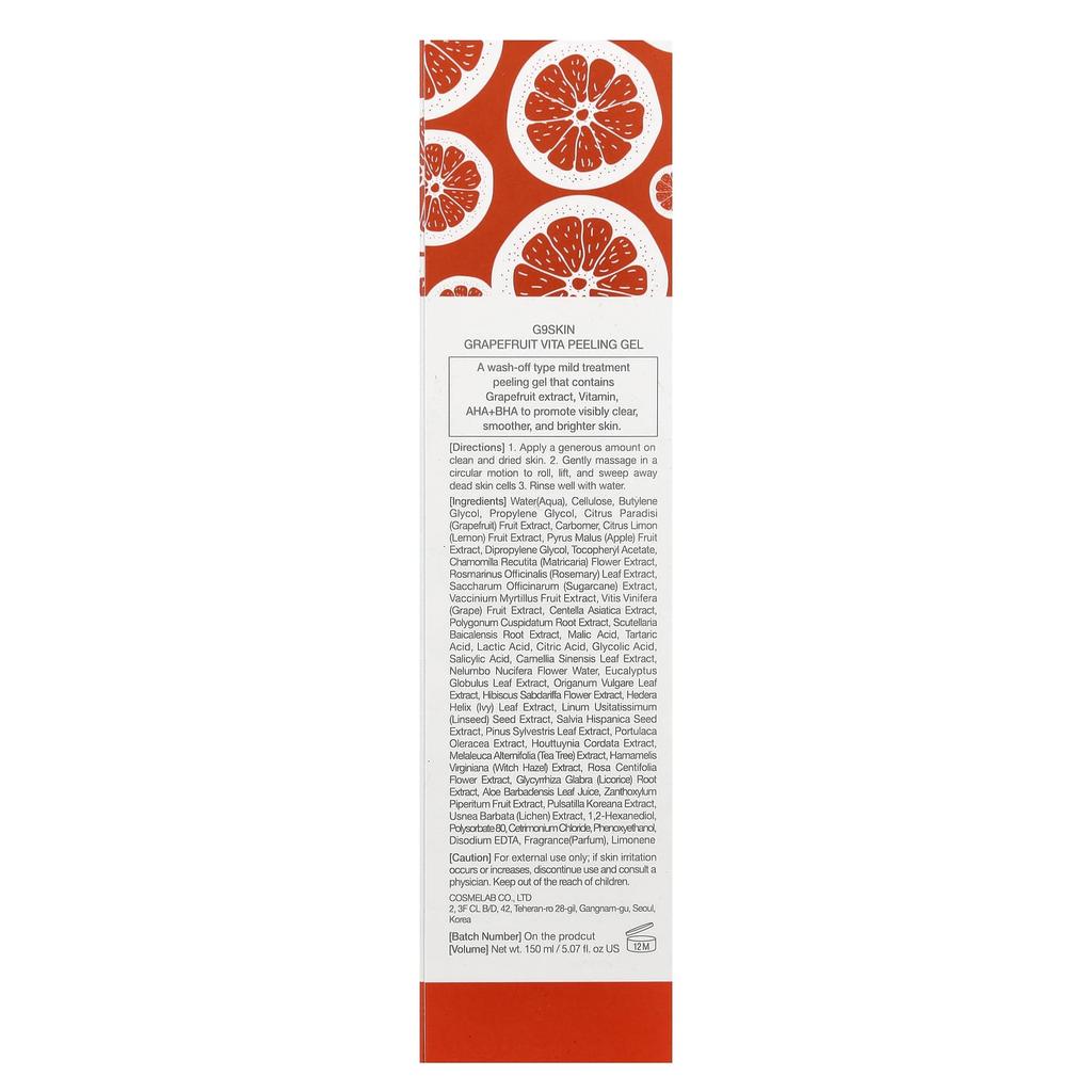 G9Skin, Grapefruit Vita Peeling Gel, 150 Ml