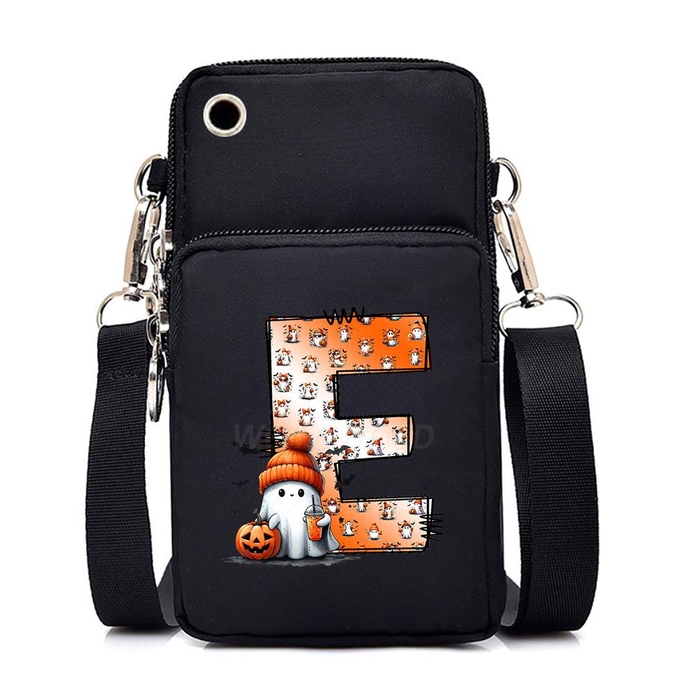 Halloween letter printing trend mobile phone bag vertical square black messenger bag change bag