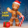 7.87FT Inflatable Toy Gingerbread Man Candy Cane Gift Xmas Yard Decoration LED Lit Christmas Supplies Home Ornament Festive Gift
