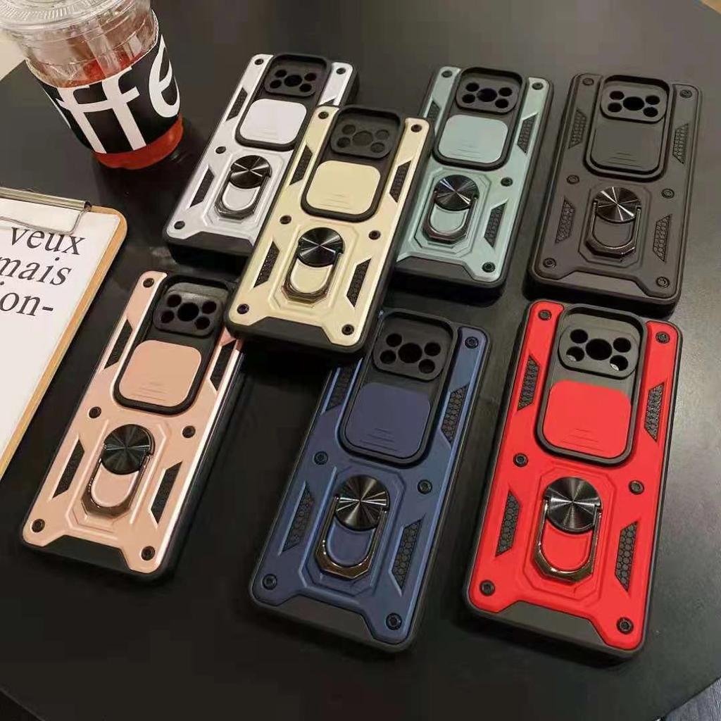 For Xiaomi Poco X3 Pro Car Magnetic Holder Ring Protect Cover For Little X 3 X3Pro NFC Slide Camera Shockproof Armor Case
