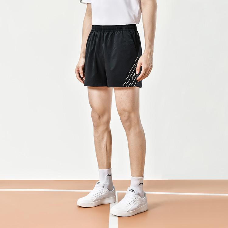 Li-Ning Quick-Dry Elastic Waist Mid-Rise Casual Shorts Unisex Shorts Black AAPU045-1