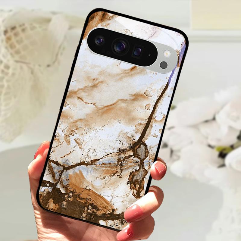 Gehärtetes Glas Handyhülle Für Google Pixel 9 Pro XL Hartes PC Funda Für Google Pixel 9a Pixel9 5G Niedliches Tier Glas Rückseite