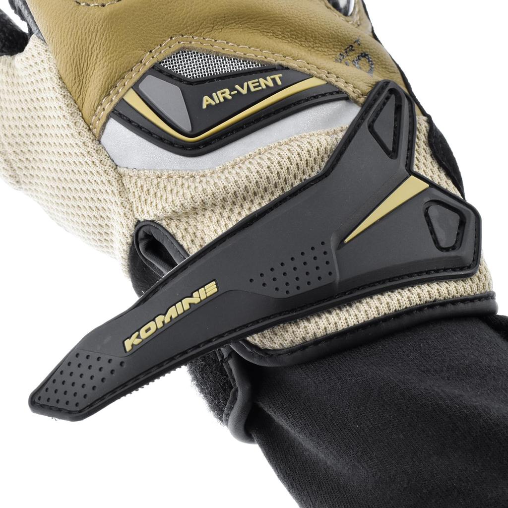 Komine Motorcycle Gloves Carbon Protect Leather Mesh Size L GK-224 Gloves, Olive,