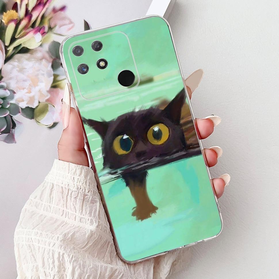 Soft Full RMX3430 Protective Cover For Realme Narzo 50A Casing Cat Pattern For Realme Narzo 50A Narzo50A Silicone Covers Case