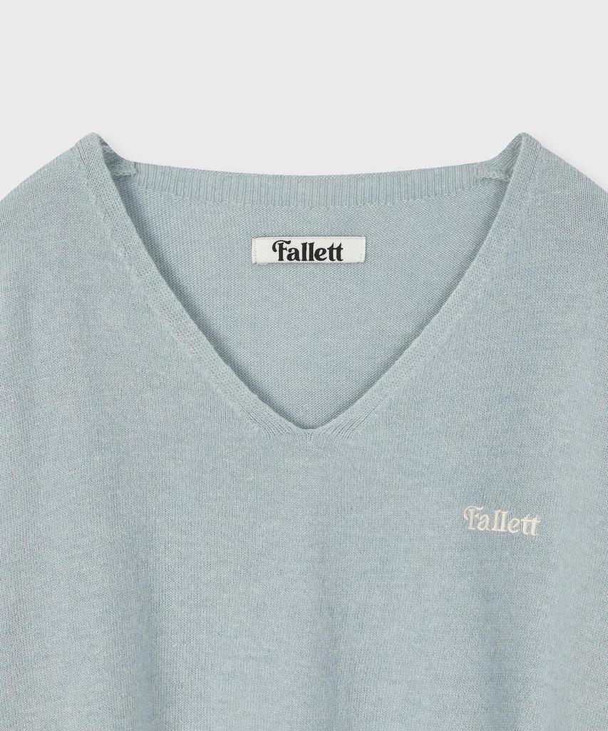FALLETT Small Story Logo V-Neck Knit Sky Blue