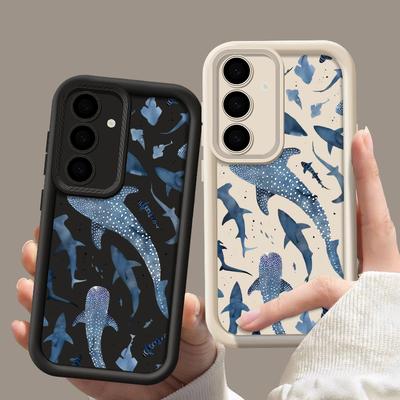 Coque Mate Anti-Chute Motif Baleine Pour Samsung S25 S26 S24 FE S23 Ultra S22 A56 A36 A16 A15 A55 A35 A17 A37 A57 5G Coque de Téléphone Souple en TPU Absorbant les Chocs