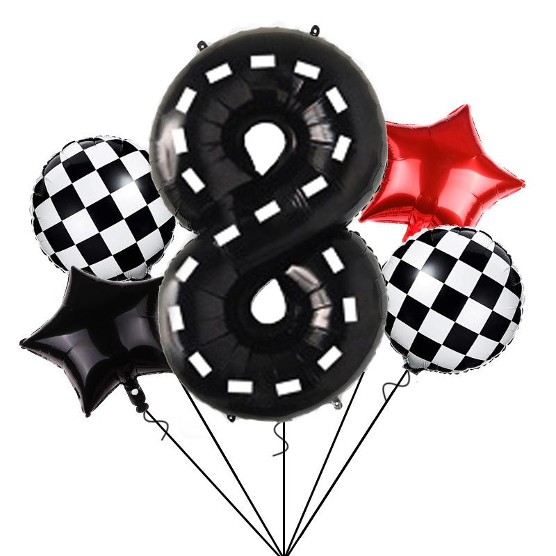 2pcs Black And White Striped Party Decoration Number Balloon Set