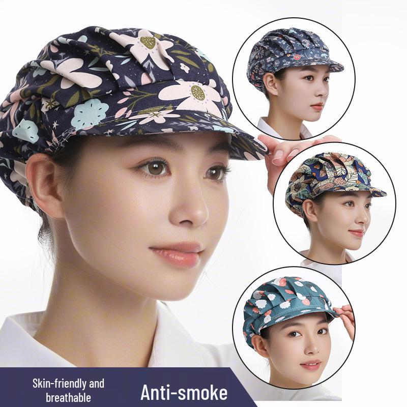 Korean Oil-Proof Chef Hat for Women - Hair Covering Kitchen Cap for Cooking and Catering