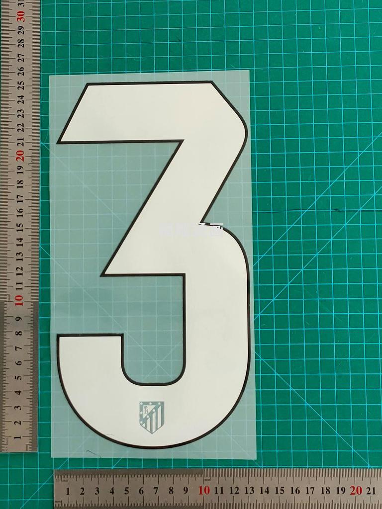 Atletico Madrid 25-26 Away Jersey Number and Letter Heat Transfer Stickers, B Grade, Adult Size