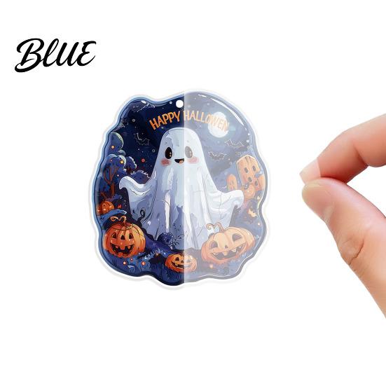 Decorative Car Rearview Mirror Pendants Halloween Ghost Keychain, Spooky Pumpkin Keyring Pendant, Durable Double Sided Printed Charms Cute Heart