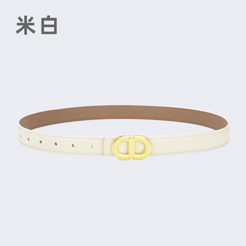 Ladies Belt Letter Alloy Buckle Simple Decorative Belt Leather Student Daily Casual Wear