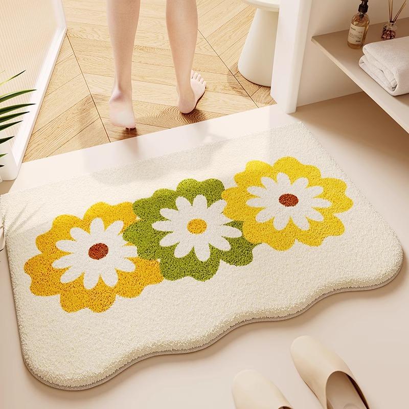 Cream wind imitation cashmere toilet floor mat bathroom absorbent mat toilet toilet quick drying door non-slip foot pad
