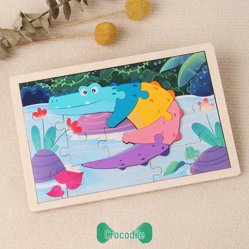 

Деревянная мультяшная доска-пазл с животными и транспортом для образования в раннем детстве