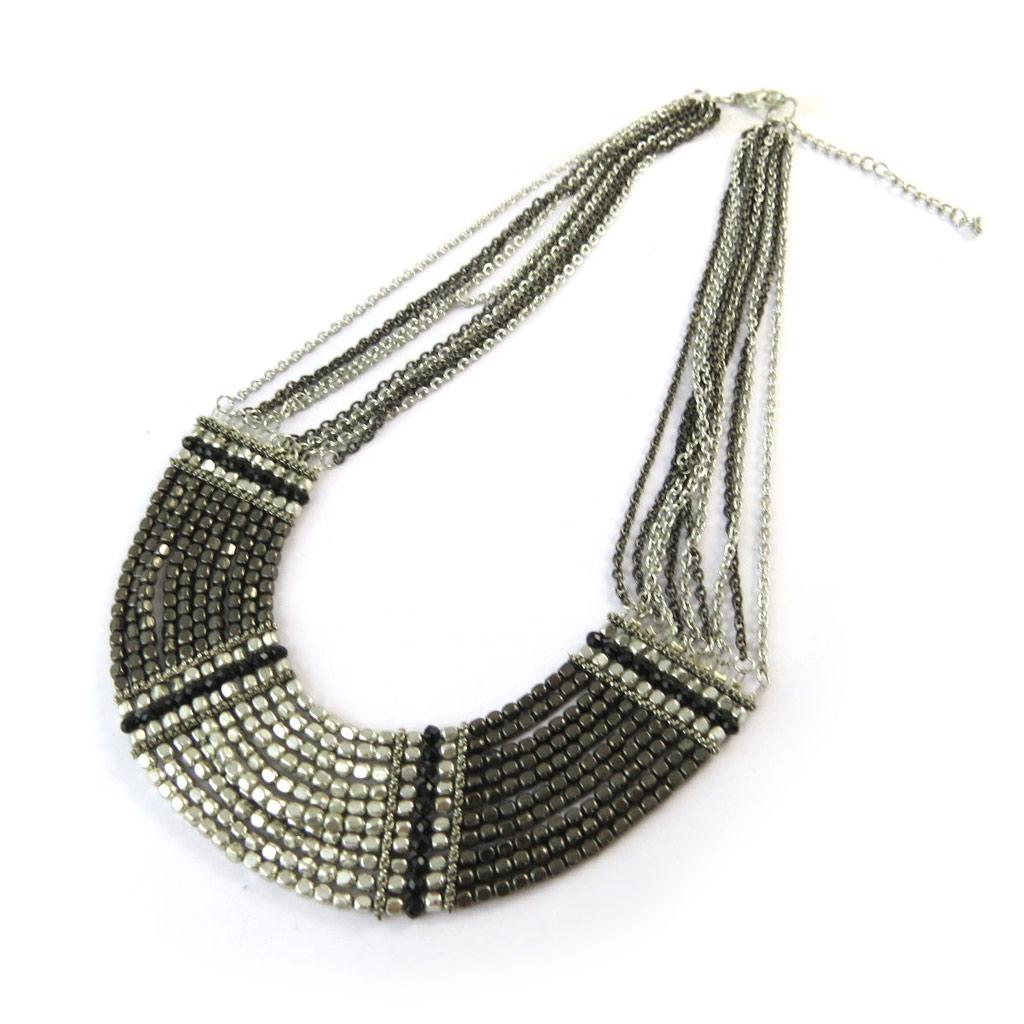 Les Trésors De Lily [N8143] - Silver Gray 'Cléopatra' Designer Necklace
