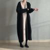 Women's Korean Knee-Length Knit Cardigan - Solid Color, Loose Fit, Plus Size, Autumn/Winter Styles