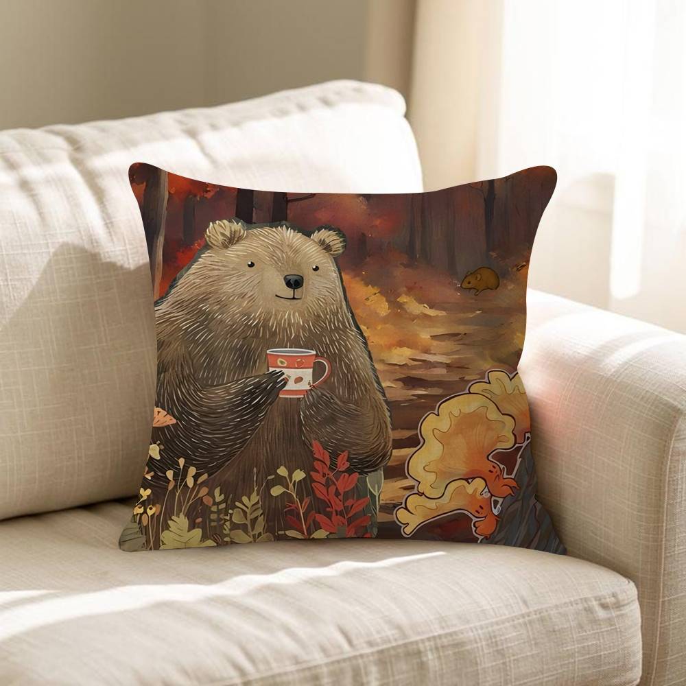 Cartoon Animal Bear Fox Squirrel Cushion Cover 30x50 Polyester Sofa Cushion Decorative Throw Pillows Home Decoration Pillowcover