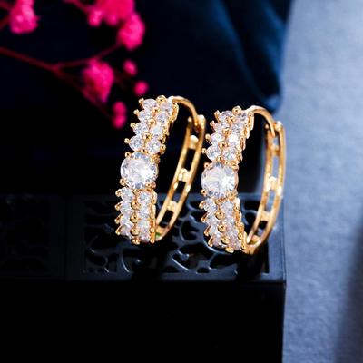 Orecchini a cerchio color oro cubici ZIrocnia stile coreano CMM