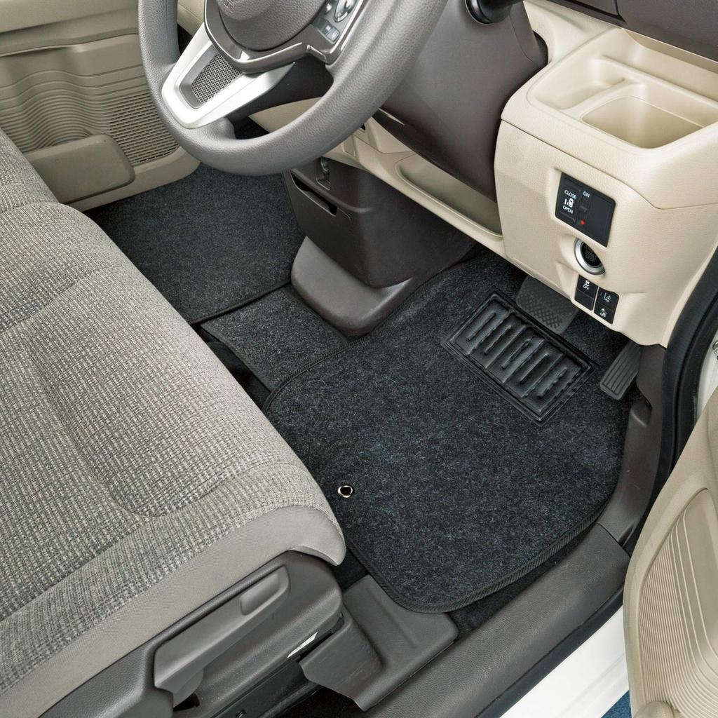 Bonform 6450-38BK Car Mat, Value Mat, Light Weight Wagon, Set of 5, Anti-slip, Heel Pad, Stopper Compatible, Black