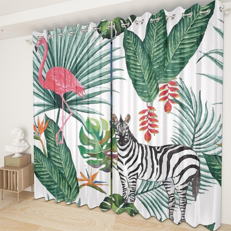 Flamingo Curtain Cloth Bedroom Living Room Balcony Blackout Curtain Office Hotel Insulation Curtain