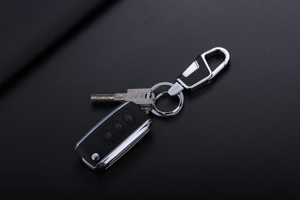 Zinc Alloy and Black Leather Keychain Set with Two Keychains Box [AIXUAN] (Gift Included) (Type 1)