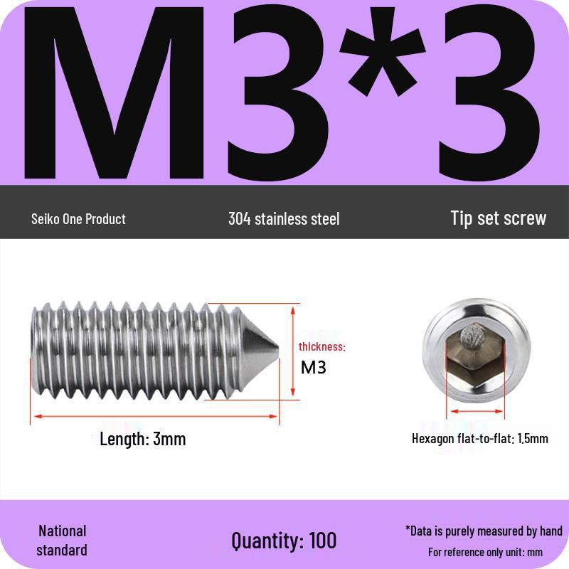 304 Stainless Steel Internal Hex Set Screw | Headless Grub Screw M2-M16