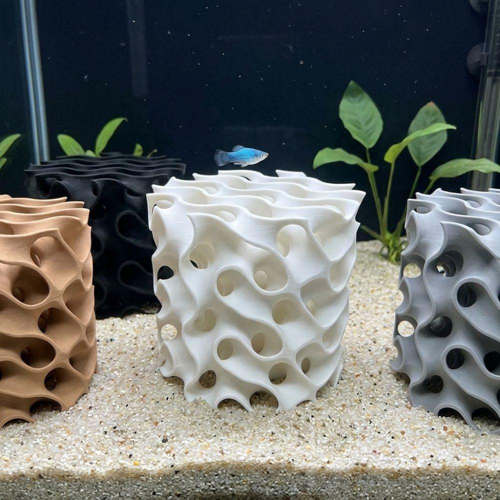 Wave-Shape Aquarium Shrimp Shelter 3D Printed Fish Tank Shrimp Hideout Fish Breeding
