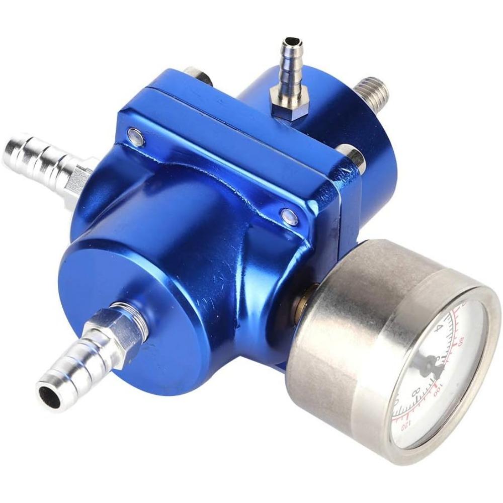 Fuel Pressure Regulator, Aluminum Alloy Universal Adjustable FPR Fuel Pressure Regulator with Pressure Gauge Hose 0-140psi Adjustable